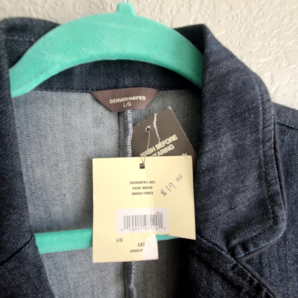 Denver Hayes bluejean look suit jacket w/ 2 buttons, large, very stretchy, NWT - Picture 3 of 8